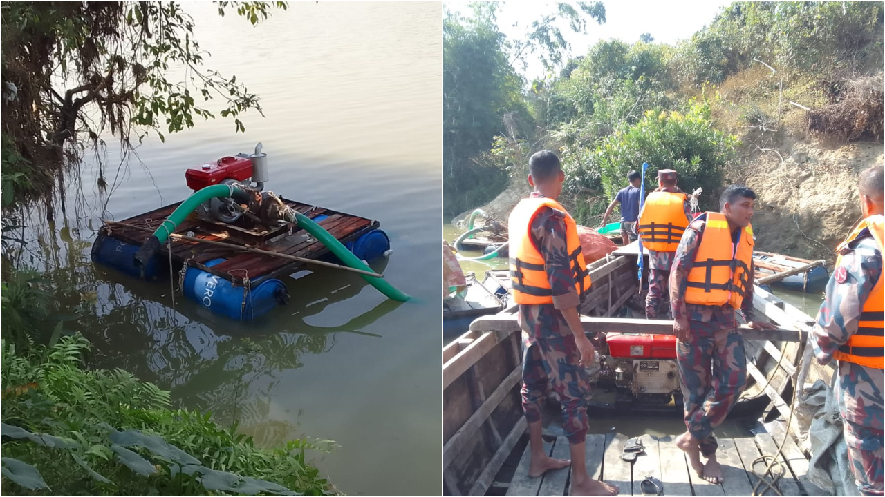 ফেনী নদীতে বালু উত্তোলন বন্ধে টাস্কফোর্সের অভিযান
